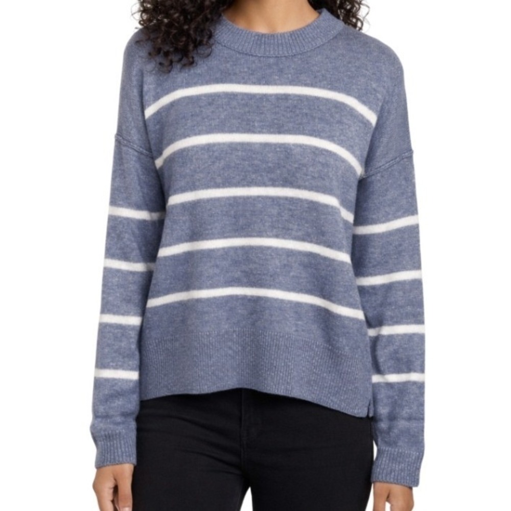 Soho‎ & Stella Womens Blue White Striped Wool Blend Crew Neck Sweater ST21700 M